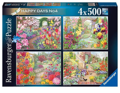 Ravensburger - Happy Days No 4 Glorious Gardens - 4 x 500 Piece Jigsaw Puzzle