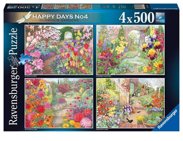 Ravensburger - Happy Days No 4 Glorious Gardens - 4 x 500 Piece Jigsaw  Puzzle