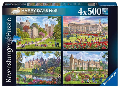 Ravensburger - Happy Days No 5 Royal Residences - 4 x 500 Piece Jigsaw Puzzle