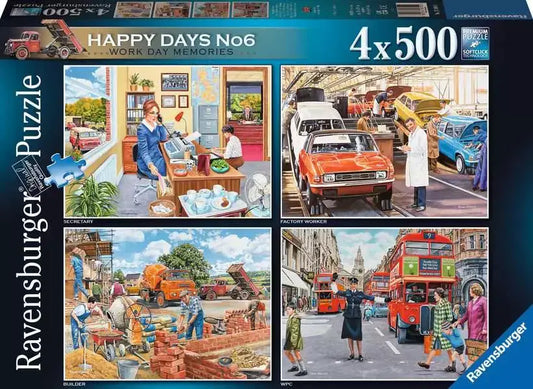 Ravensburger - Happy Days No 6 - Work Day Memories 4 x 500 Piece Jigsaw Puzzle