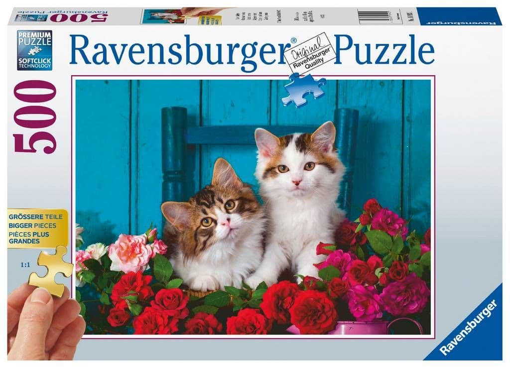 Ravensburger - Kittens and Roses - Extra Large 500 Piece Jigsaw Puzzle