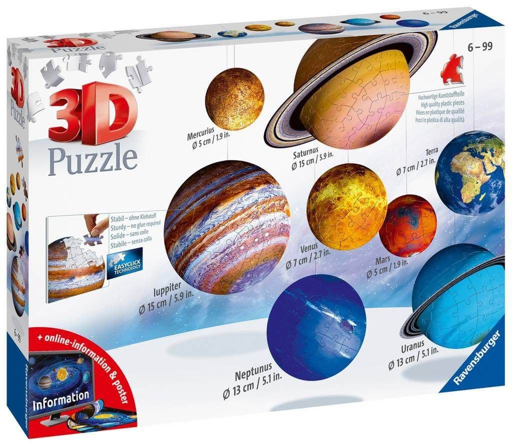 Solar System Model Puzzle Ravensburger - Planetary Solar System 3D Puzzle - The Yorkshire Jigsaw ...
