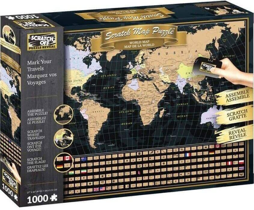 University Games - World Map Scratch Off Puzzle - 1000 Piece Jigsaw Puzzle